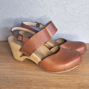 Dansko Thea Mary Jane Clog Sandals Women’s EU 39 US 9 Brown Leather Shoes